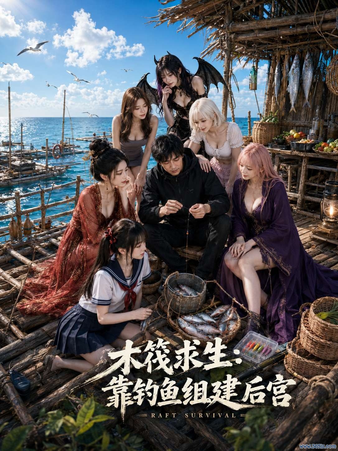 木筏求生：靠钓鱼组建后宫封面